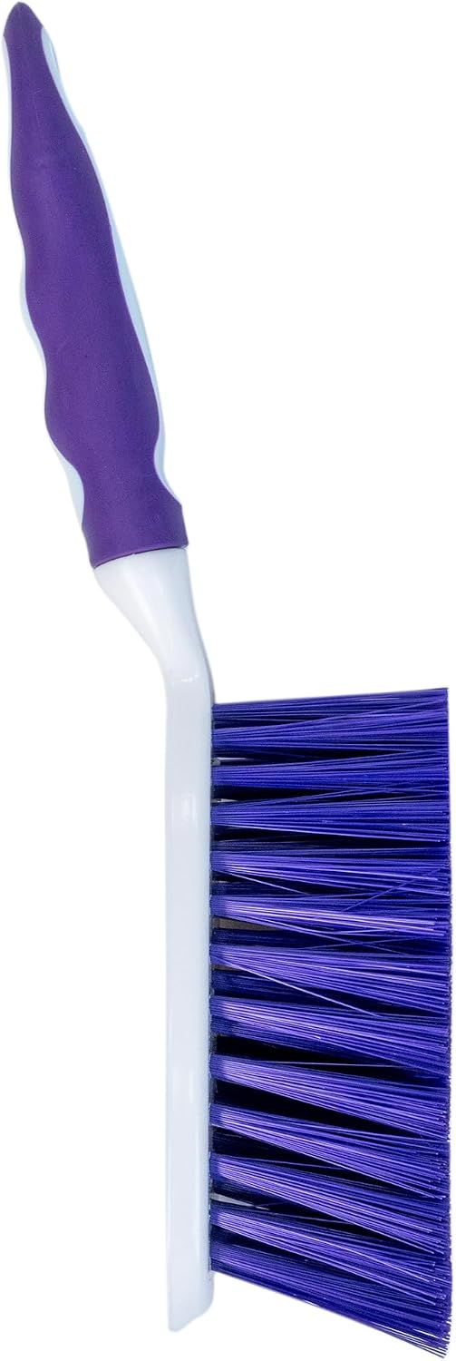 Fabuloso Cleaning Brush, Compact Hand Scrub Brush with Easy Grip Rubber Texture for Kitchen, Bathroom, Tile, Baseboards and Floors, Firm Bristles for Indoor Surface Cleaning, White & Purple, 6 Inch