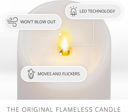 Luminara Flameless LED Battery Operated Ivory Pillar Candle, Flickering Realistic Moving Flame, 3" x 4.5" Luminous Real Wax Indoor Home Decor Pack of 1