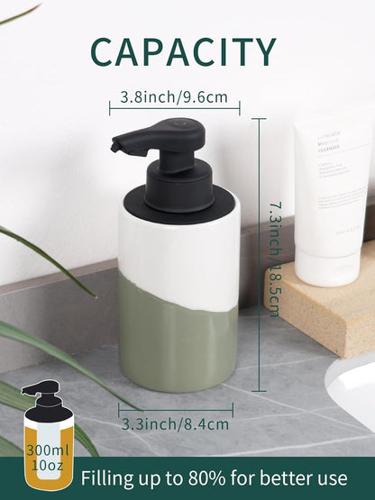BosilunLife Automatic Soap Dispenser Ceramic Hand Free Soap Dispenser with Waterproof Pump Rechargeable Smart Electric Lotion Soap Dispenser Touchless (White-Green, Foam Pump)