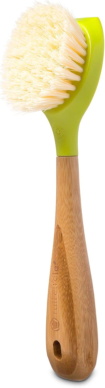 Full Circle Daily Dish Brush-Bamboo Handle Dish Brush–Sustainable Kitchen Cleaning with Tough Bristles-Natural Dish Scrubber,Nonstick & Cast Iron Cleaner-Long Handle Brush for Dishes,Pots,and Pans