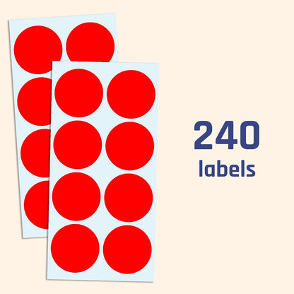 2" Round Large Colored Moving Stickers Labels - 10 Colors, Pack of 240