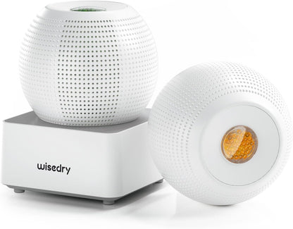 Wisedry 2 Hours Fast Rechargeable Mini Dehumidifier - Wireless Gun Safe Dehumidifier, Auto-Shutoff, Indicator Function (2 Dehumidifiers, White)