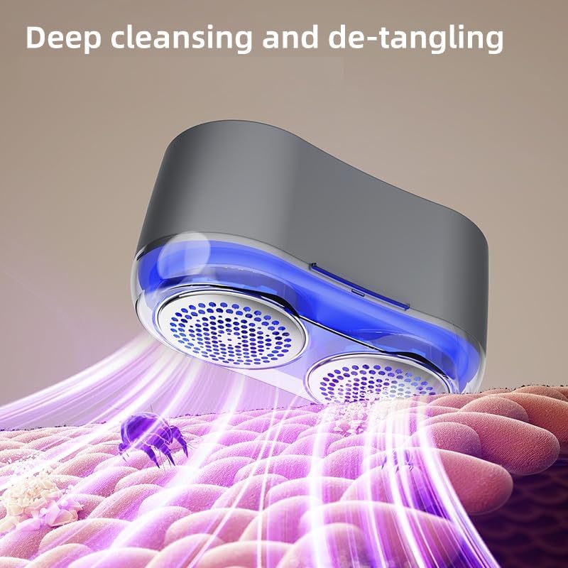 Dual-Head Electric Lint Remover & Fabric Shaver Defuzzer, Type-C Rechargeable, 6 Steel Blades, Remove Clothes Fuzz, Lint Balls, Pills