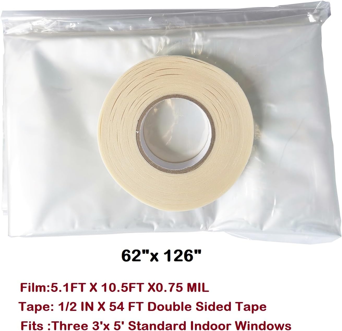 Insulating Film Window Kit to Keep Cold Out Window Shrink Film Insulator Kit (5 Windows)