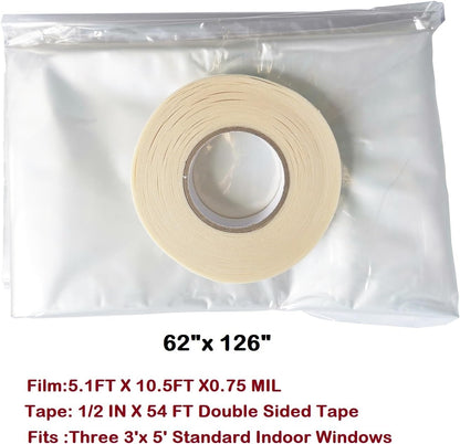 Insulating Film Window Kit to Keep Cold Out Window Shrink Film Insulator Kit (5 Windows)