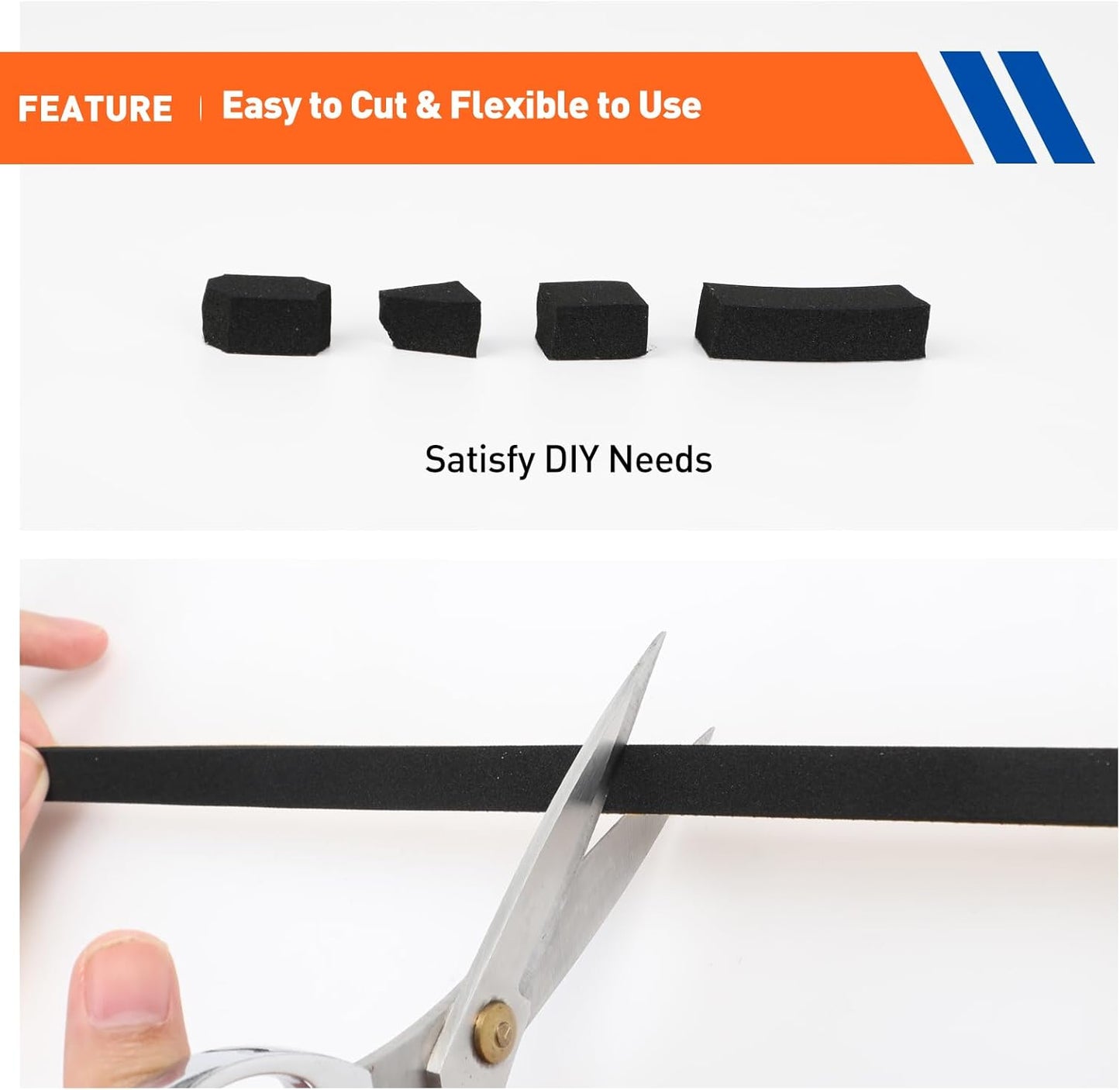 MAGZO Weather Stripping Door Seal, 1/2 Inch Wide X 1/8 Inch Thick Adhesive Foam Tape Soundproof Weatherstripping for Windows, 3 Rolls Total 50FT Black