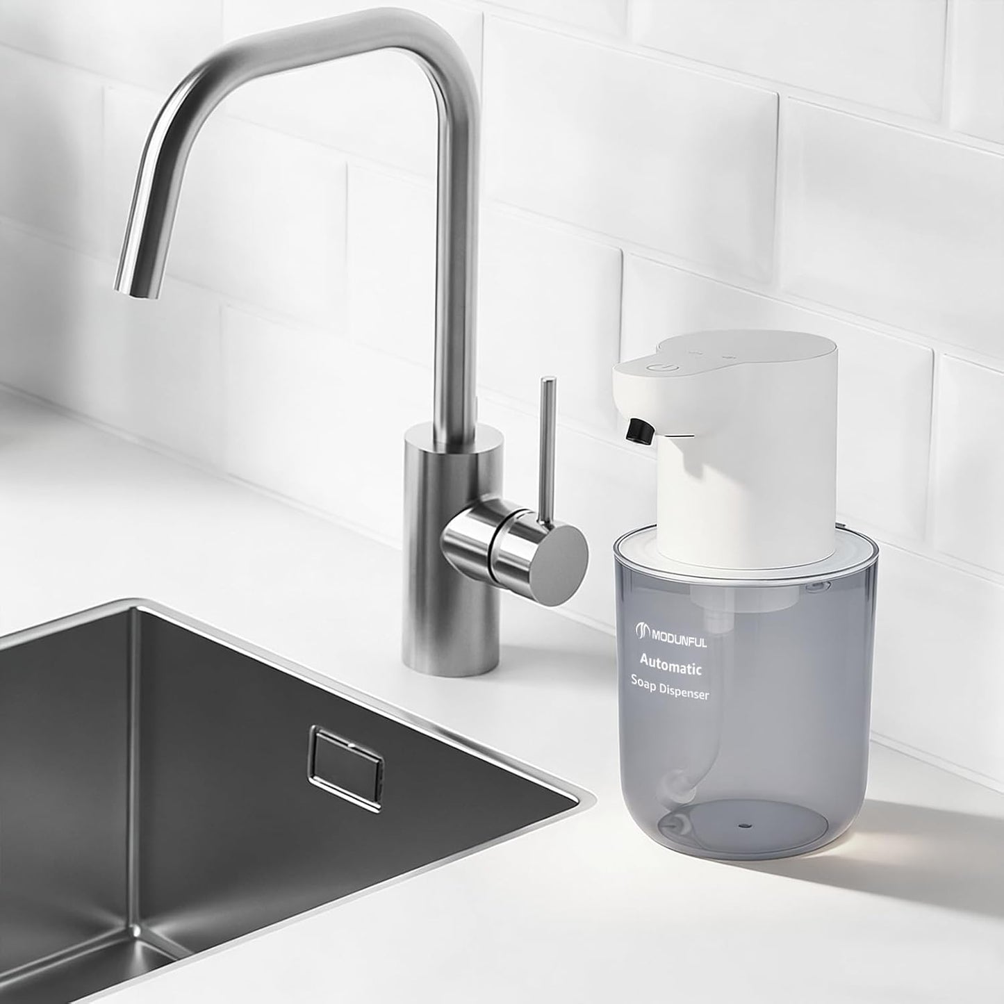 Automatic Foaming Soap Dispenser for Bathroom: 4-Level Adjustable Countertop/Wall Mount Hand Soap Dispenser, 13.5oz/400ml Type-C Rechargeable – Suitable for Kitchen, Bathroom, Office, Hotel (Black)
