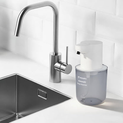 Automatic Foaming Soap Dispenser for Bathroom: 4-Level Adjustable Countertop/Wall Mount Hand Soap Dispenser, 13.5oz/400ml Type-C Rechargeable – Suitable for Kitchen, Bathroom, Office, Hotel (Black)