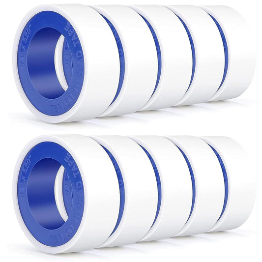 Plumbers PTFE Pipe Sealant Tape, 5.5mil Thick, Flex Seal Tape Waterproof, -212 to 500 Degree F Temperature Range, White (1/2 by 520 Inches 10 Rolls)