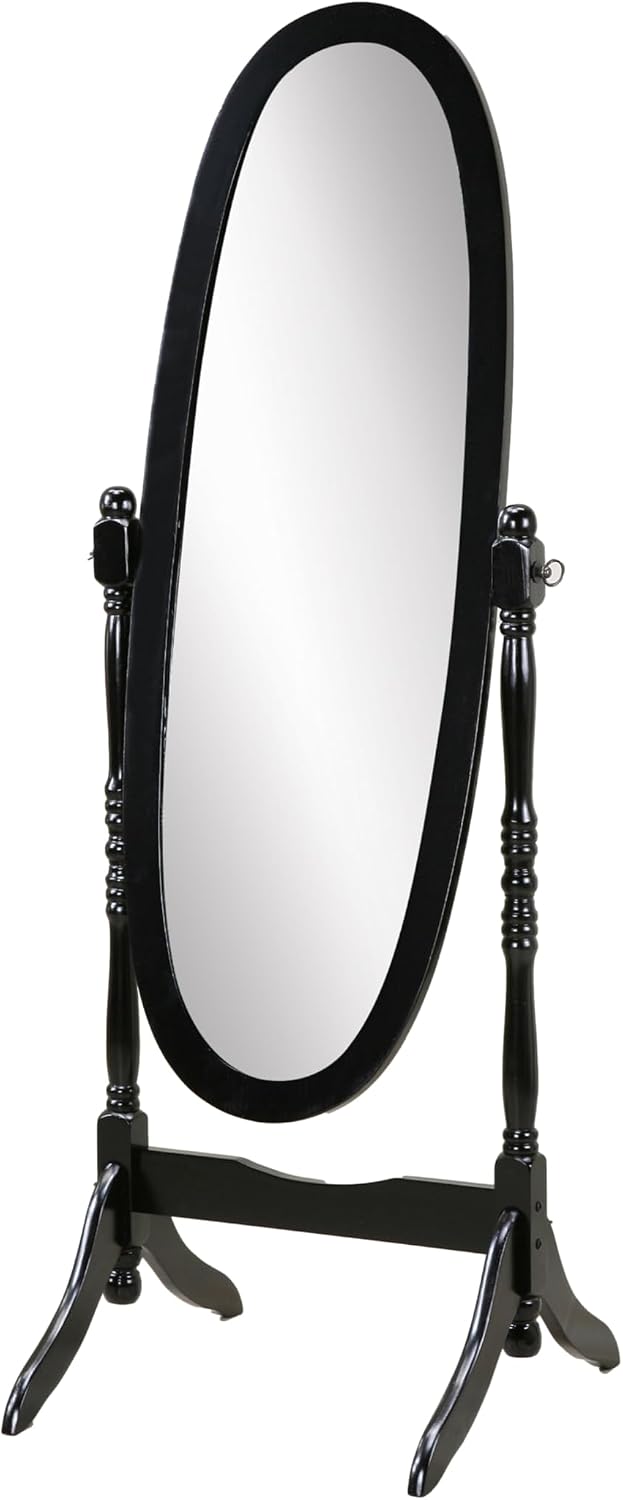 Full Length Mirror with Stand - Traditional Queen Anna Cheval Style in Solid Wood, Freestanding Adjustable Tilting Oval Glass for Bedroom & Dressing Room (Cherry)