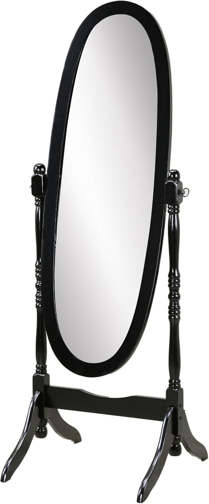 Full Length Mirror with Stand - Traditional Queen Anna Cheval Style in Solid Wood, Freestanding Adjustable Tilting Oval Glass for Bedroom & Dressing Room (Cherry)