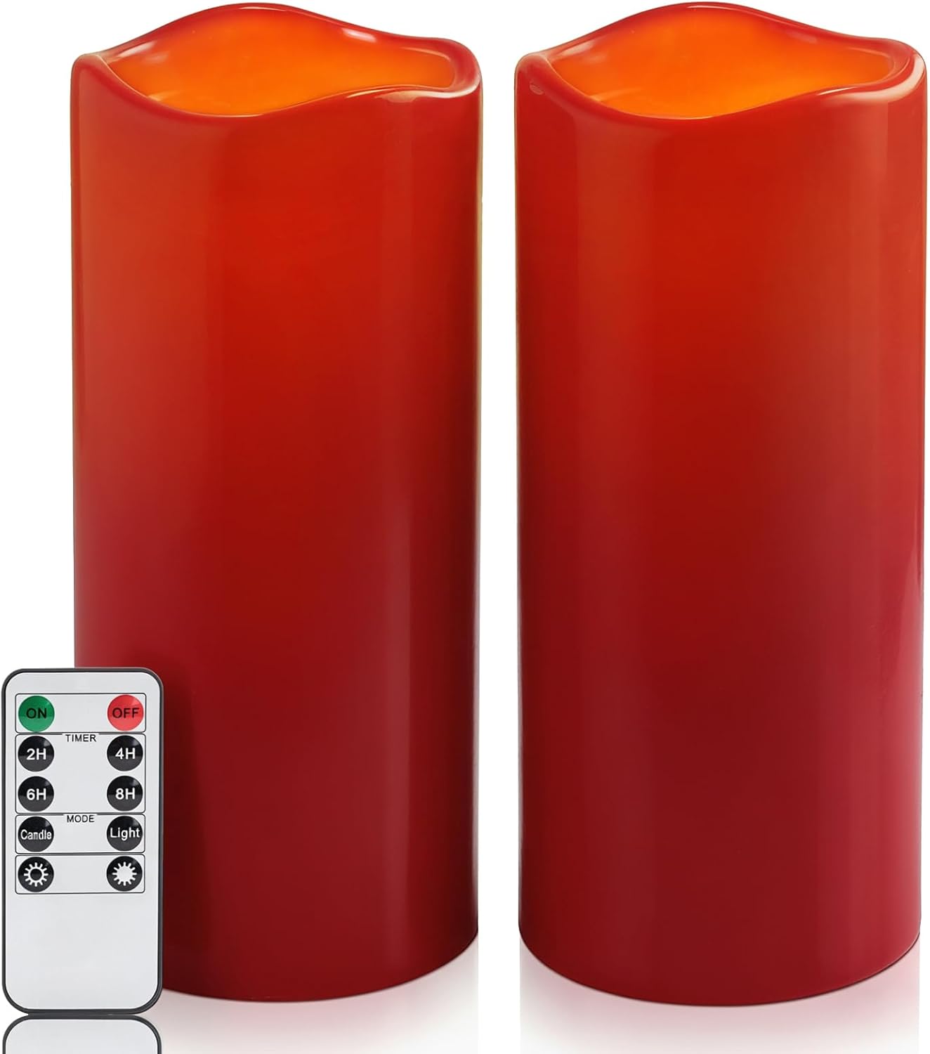Homemory 6" 8" 10" x 4" Waterproof Outdoor Flameless Candles, Battery Operated Flickering LED Pillar Candles with Remote and Timers for Indoor, Plastic, Ivory White