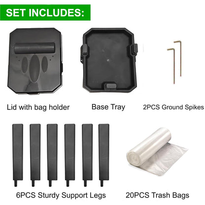 HolaKit Collapsible Trash Bag Holder with Reinforced Legs and Bonus Inner Storage Compartment, Portable Trash Can, Outdoor Waste Bin with 20 Bags Included for Camping, RV, Picnic, and Home Use