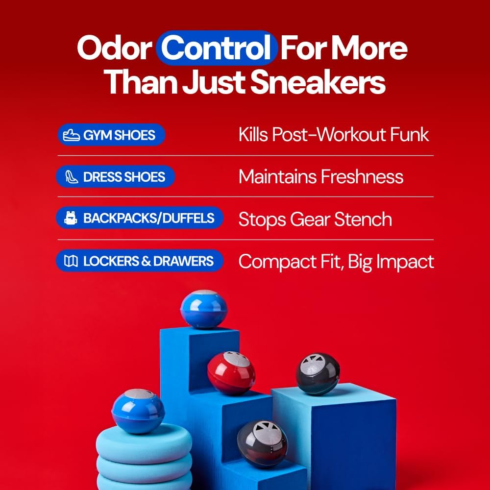 Fresh Kicks Foul Ballz Shoe Deodorizer Balls – 6 Pack – Eliminate Smelly Shoes Fast – Strong Sneaker Odor Fighter – Long-Lasting Shoe Freshener Inserts for Gym Bags, Lockers, Closets & Sports Gear