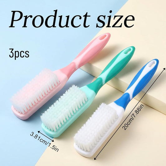 3 PCS Shoe Cleaning Brush, Scrub Brush for Stains, Laundry Scrub-Brush, Shoe Brushes with Long Handled, Soft Bristle Cleaning-Brush, Laundry Stain Remover Brushes for Clothes, Carpet, Shoes (8 Inch)