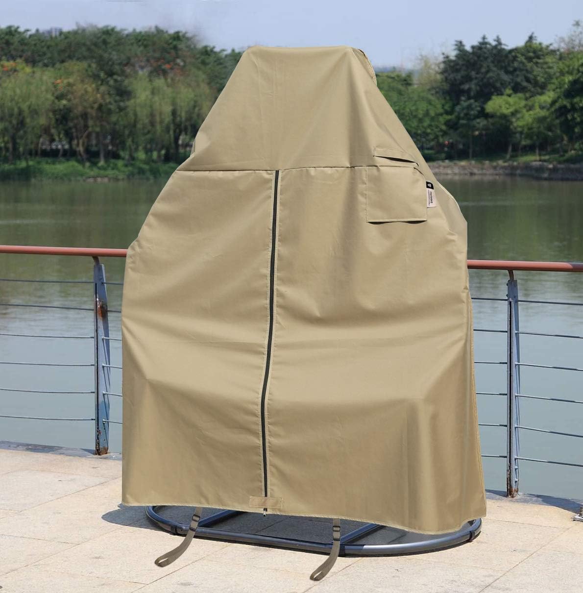 Patio Deck Box Cover, 63x30 Inch Fire Pit Covers with Straps and Handles, Waterproof Heavy Duty Outdoor Furniture Winter Cover for Keter, Suncast, Lifetime Container
