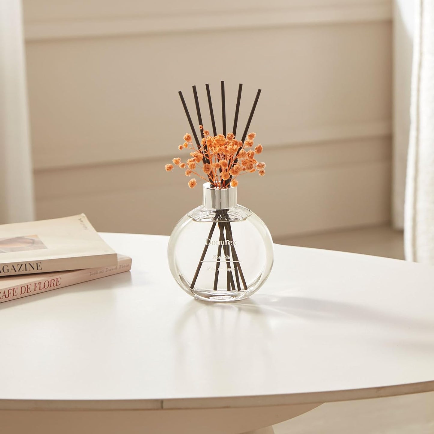 Flower Reed Diffuser Set 5.07oz Satin Rose Scent Diffuser with Sticks Home Fragrance Reed Diffuser for Bathroom Shelf Decor