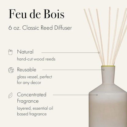 LAFCO New York Classic Reed Diffuser, Sea & Dune - 6 oz - Up to 3 Months Fragrance Life - Reusable Glass Vessel - Natural Wood Reeds - Made in The USA