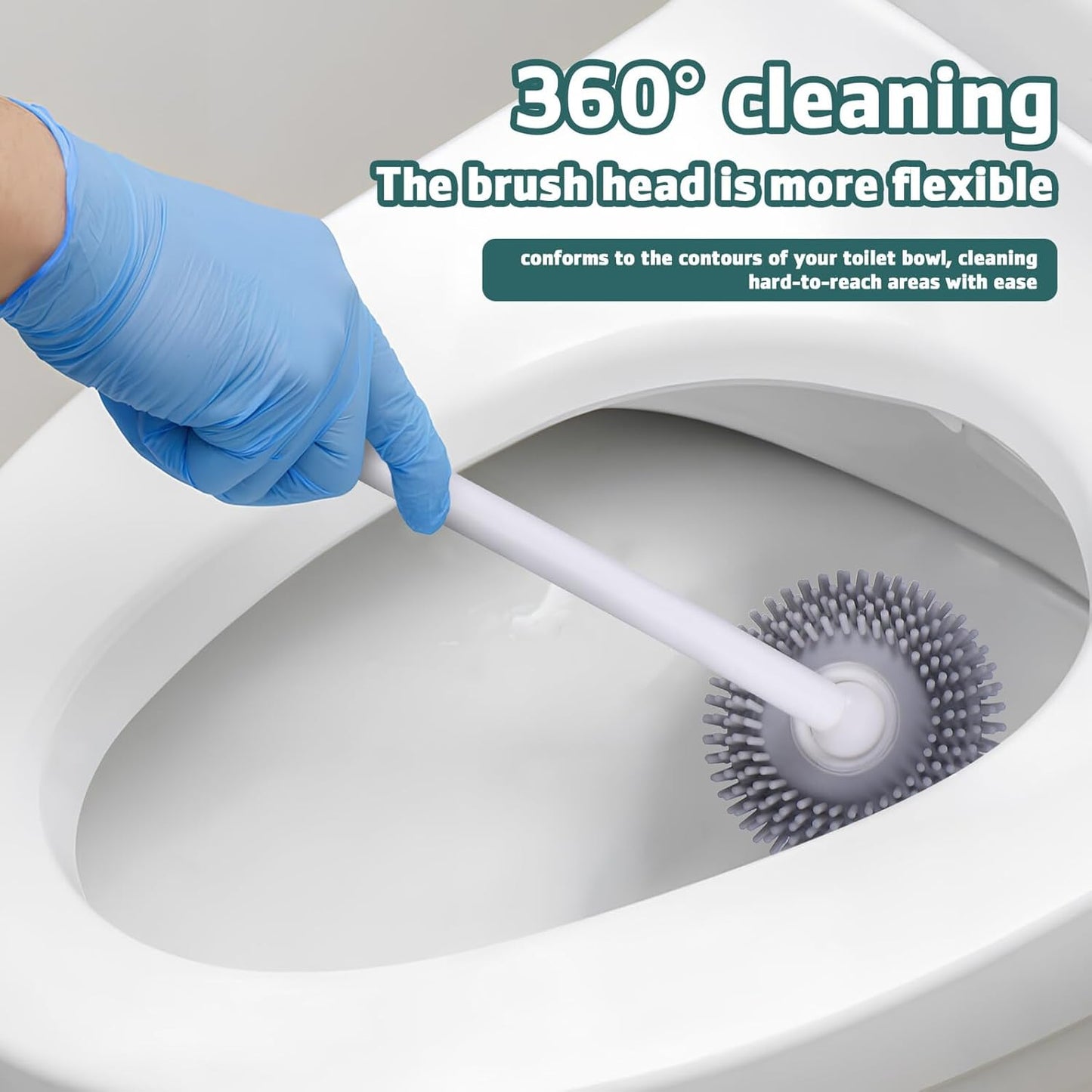 Angoily Silicone Toilet Brush with Holder Quick Drying Drainage Flexible Bristles Bathroom Cleaning Tool Modern Design Household Scrubber