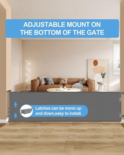 Veraste Retractable Baby Gate for Doorways and Stairs, Mesh Safety Gate for Pet, Indoor & Outdoor Use, One-Hand Operation, Easy Installation, 33.6" Tall, Expands to 55" Wide（White,33.6"x55"