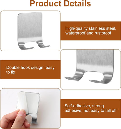 4 Pcs Gold Razor Loofah Holder for Shower Self Adhesive Waterproof Shaver Hooks Waterproof for wall Metal Heavy Duty Utility Storage Hanger Hooks Holder for Towels Accessories Kitchen Bathroom (Gold)