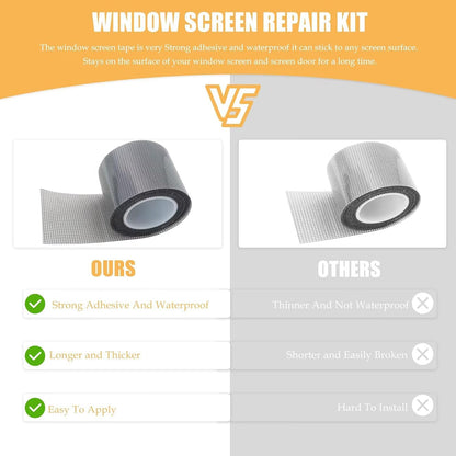 New 2 Pack Black Window Screen Repair Tape, 2 in X 16.5 FT (360IN) Screen Repair Kit for Windows or Doors, Strong Adhesive Fiberglass Mesh Patch Tape