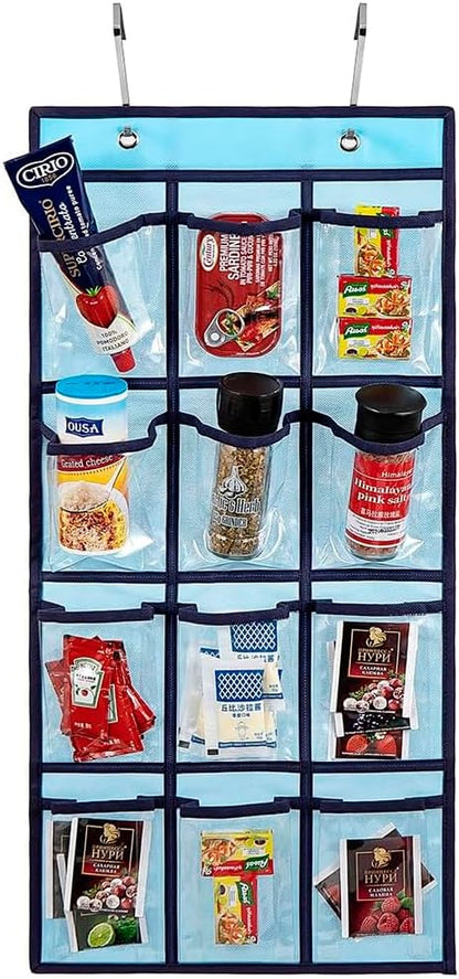 Classroom Pocket Chart For Cell Phones Calculators Over The Door Hanging Closet Underwear Sock Jewelry Organizer Holder 12 Clear Pockets (PURPLE)