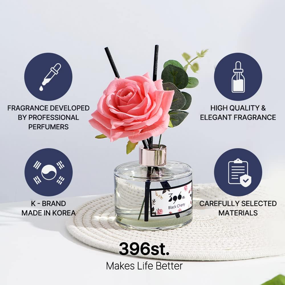 396 st. Rose Flower Reed Diffuser, Vanilla Lavender, 200ml(6.7oz) / Reed Diffuser Sets, Home Fragrance, Scented Oils, Home & Bathroom Décor