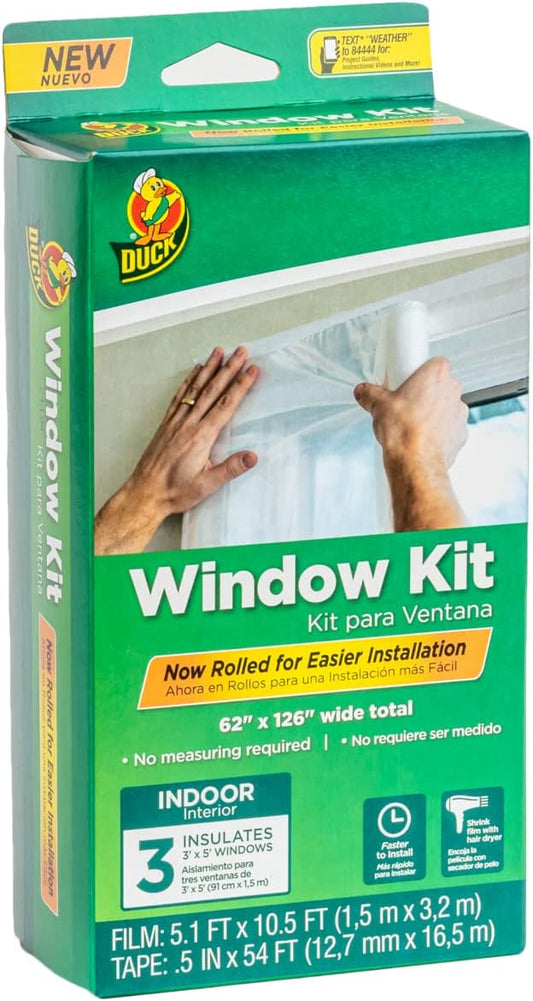 Duck Brand Rolled Window Insulation Kit for Indoor Use, Fits 3 Standard Windows, 62" x 126" (287450)