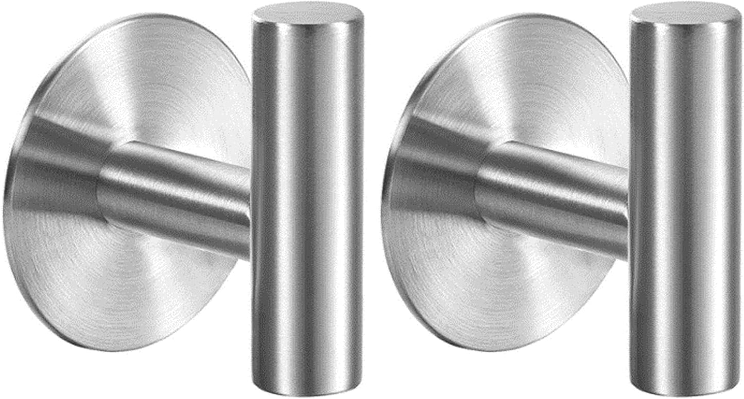 Bntuk Adhesive Hooks Heavy Duty Wall Hooks Stainless Steel Waterproof Shower Hook, Adhesive Holder Coat Hook for Hanging, Wall Mounted Towel Hooks for Bathroom Glass Window- 2 Pack