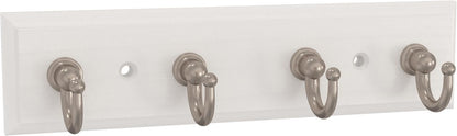 Franklin Brass Key Tidy (1-Pack) Pure White Holder 7' Wall Mount Small Item Rack 4 Hooks for Wall, Hallway, Entry Keychain Rail Organizer B46711K-PMN-R
