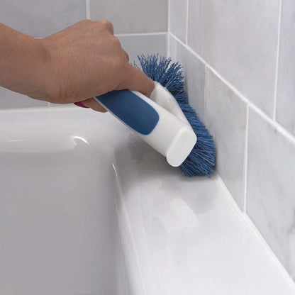 Unger EZ Reach Shower Tub and Tile Scrub Brush, Crevice Bathroom Cleaning Supplies, Non-Scratch Scrubber Tool for Showers, Fixtures, Bathtubs, Drains, Grout, and Marble