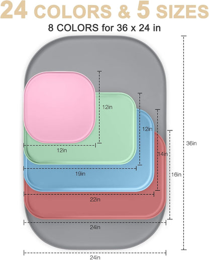 SMILOOL Silicone Pet Food Mat with Raised Edge for Food and Water Bowl, Dog Feeding Mats, Cat Food Trays for Floor Waterproof, Rubber Tray for Dogs and Cats, 19 x 12 x 0.7 Black