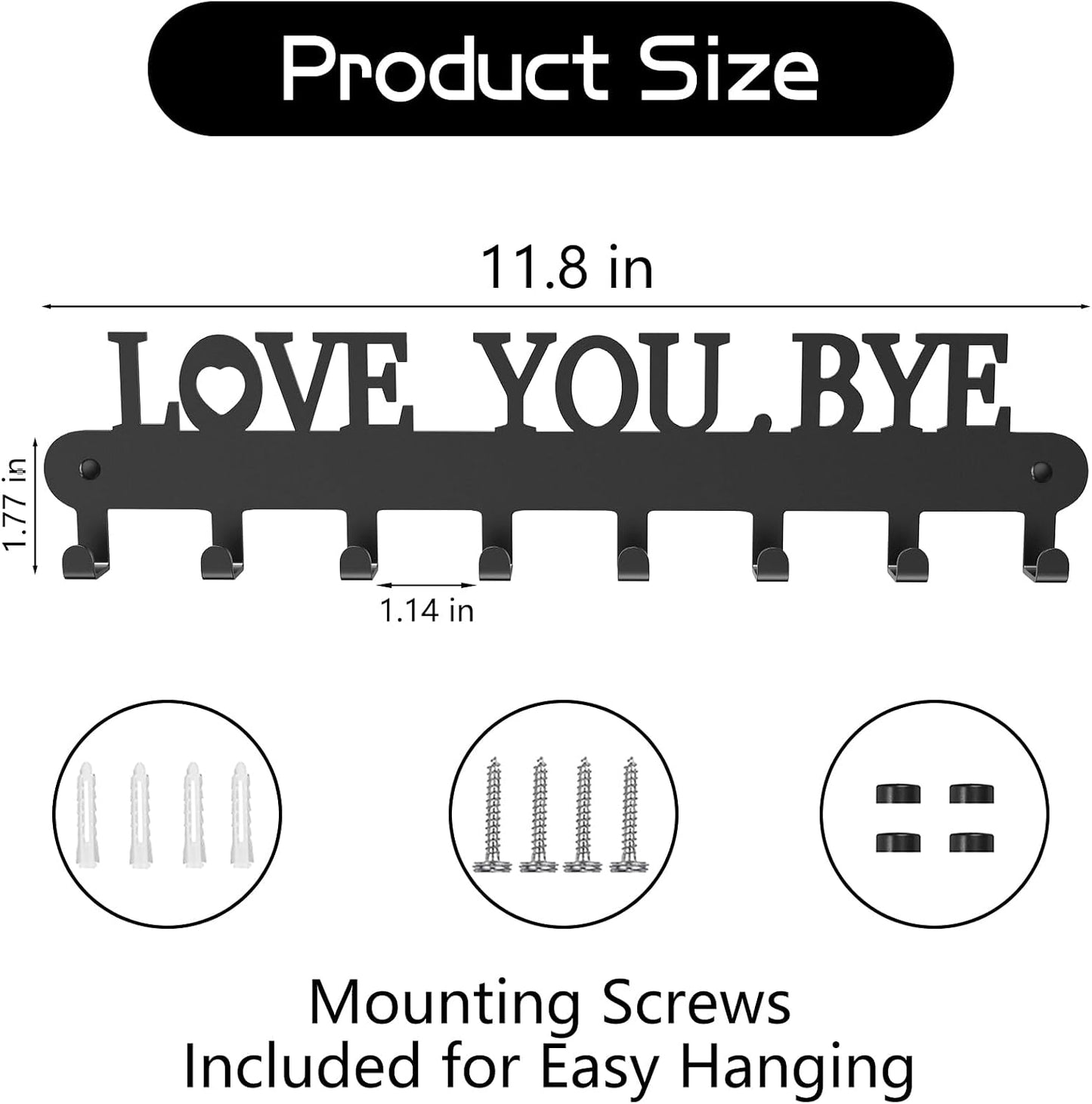 2 Pack Key Holder Wall Mount, Wall Mount Key Holder, Key Hooks Hanging Keys, Key Hanger with 8 Hooks, No-Drill Decorative White Key Rack for Living Room, Kitchen, or Bathroom