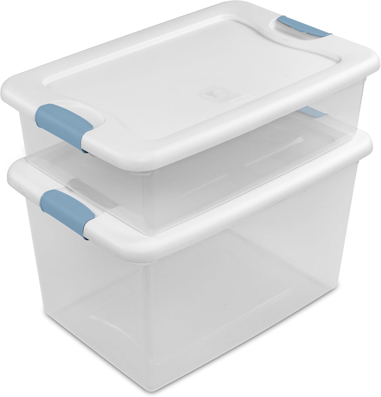 Sterilite 4-Pack 56 Quart Wheeled Latching Box, Underbed Clear Plastic Storage Organizer - Under Bed Rolling Container Bin with Lid and Wheels for Home or Dorm Bedrooms and Closets