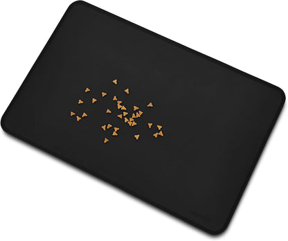 Amazon Basics Waterproof Non-Slip Silicone Pet Feeding Mat with Raised Edges for Food and Water Bowls, Easy to Clean Pet Placemat to Protect Floors, 18.5" x 11.5", Black