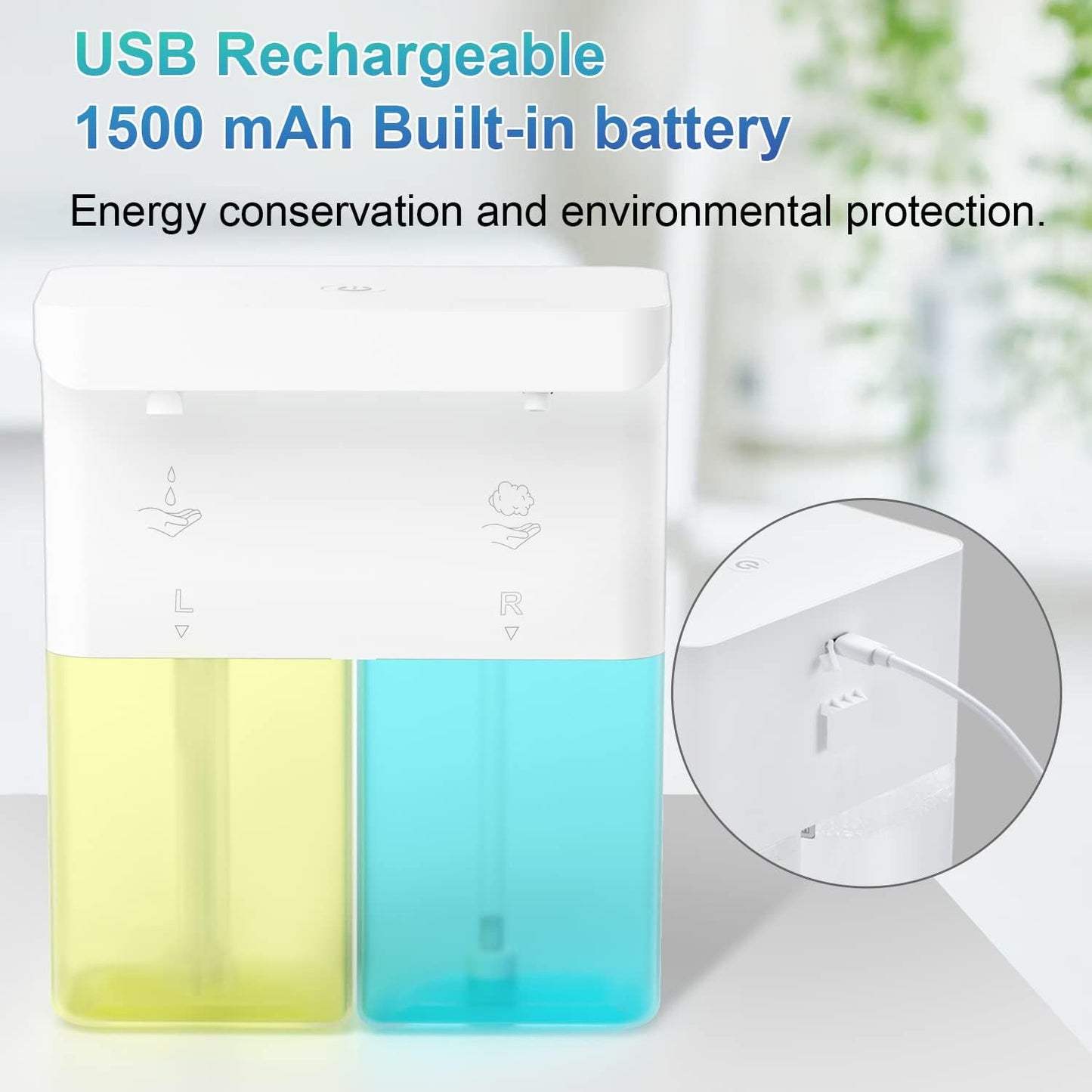 Automatic Soap Dispenser Touchless Foaming: Soap Dispenser Rechargeable for Bathroom