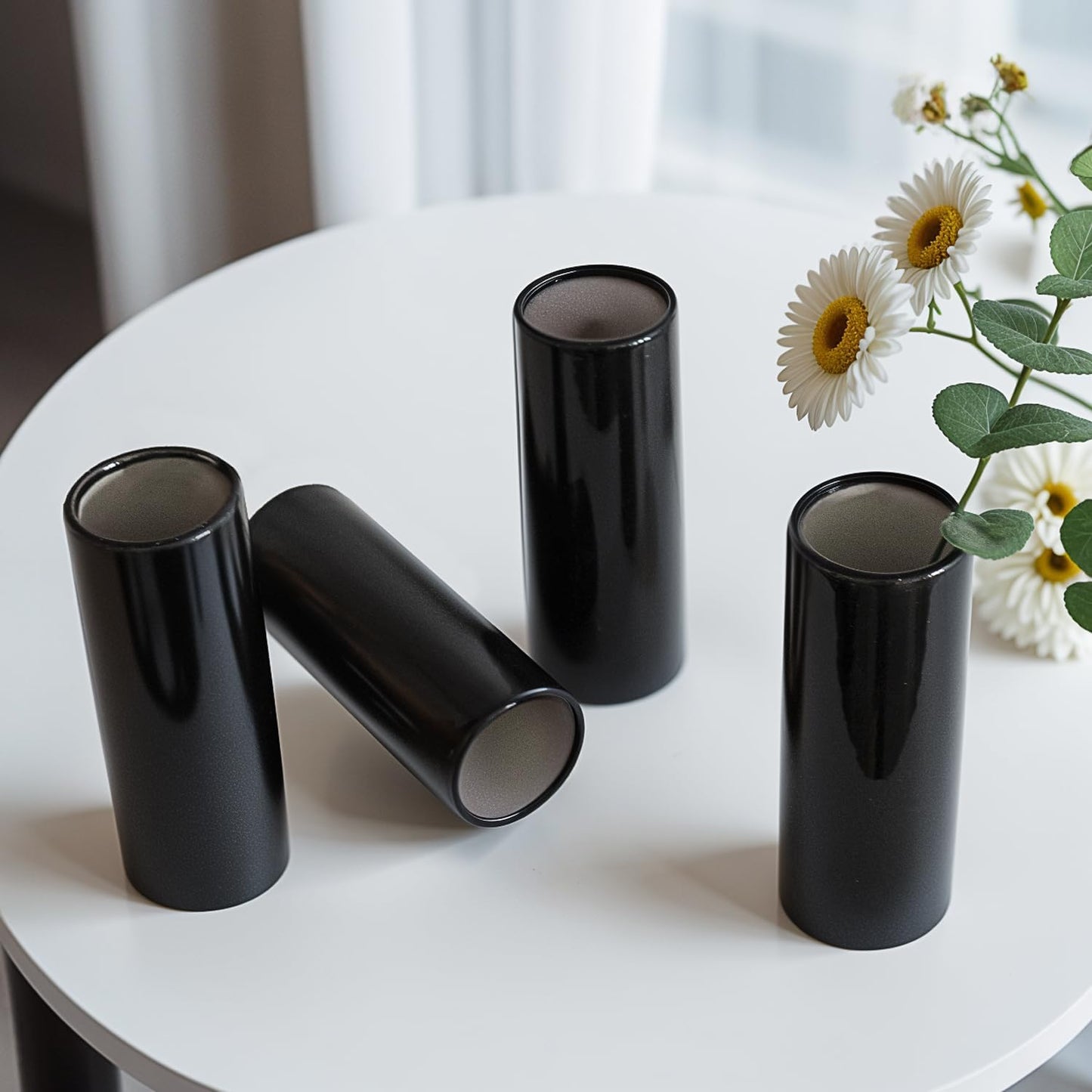 Modern Small Flower Vases 8 Pack - Ceramic, White