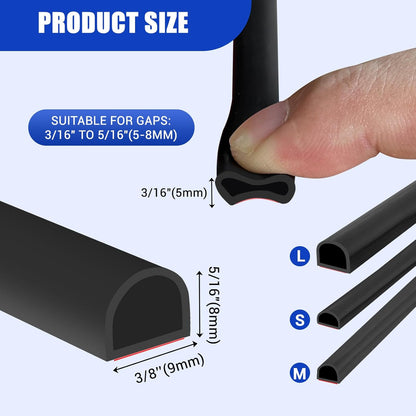 Weather Stripping Door Seal Self Adhesive Weather Strip Silicone D Shaped Door Seal Strip for Door Frame/Window Seal, 20Ft, Brown (3/8" W × 1/4" T)