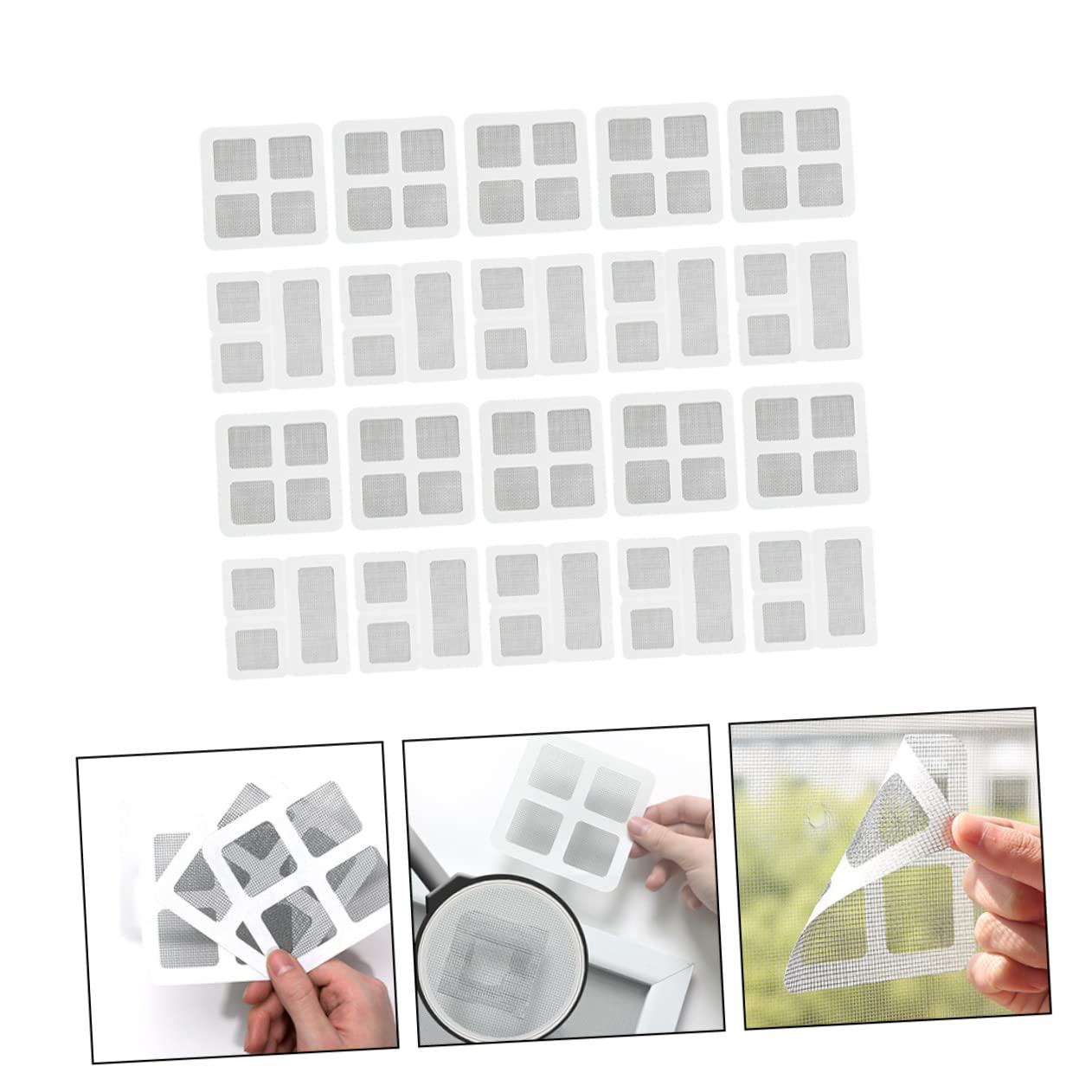 20pcs Screen Repair Kit Fiberglass Mesh Patches Easy to Install Window Screen Fix for Home Use DIY Strong Adhesive for Windows and Doors