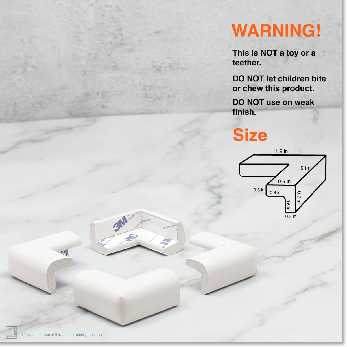 Roving Cove HeftyFit Corner Protector for Baby (4 Large Corners), Heavy-Duty Soft Rubber Foam Furniture Corner Bumper Guards, 3M Adhesive Pre-Taped, Oyster White (Off White)