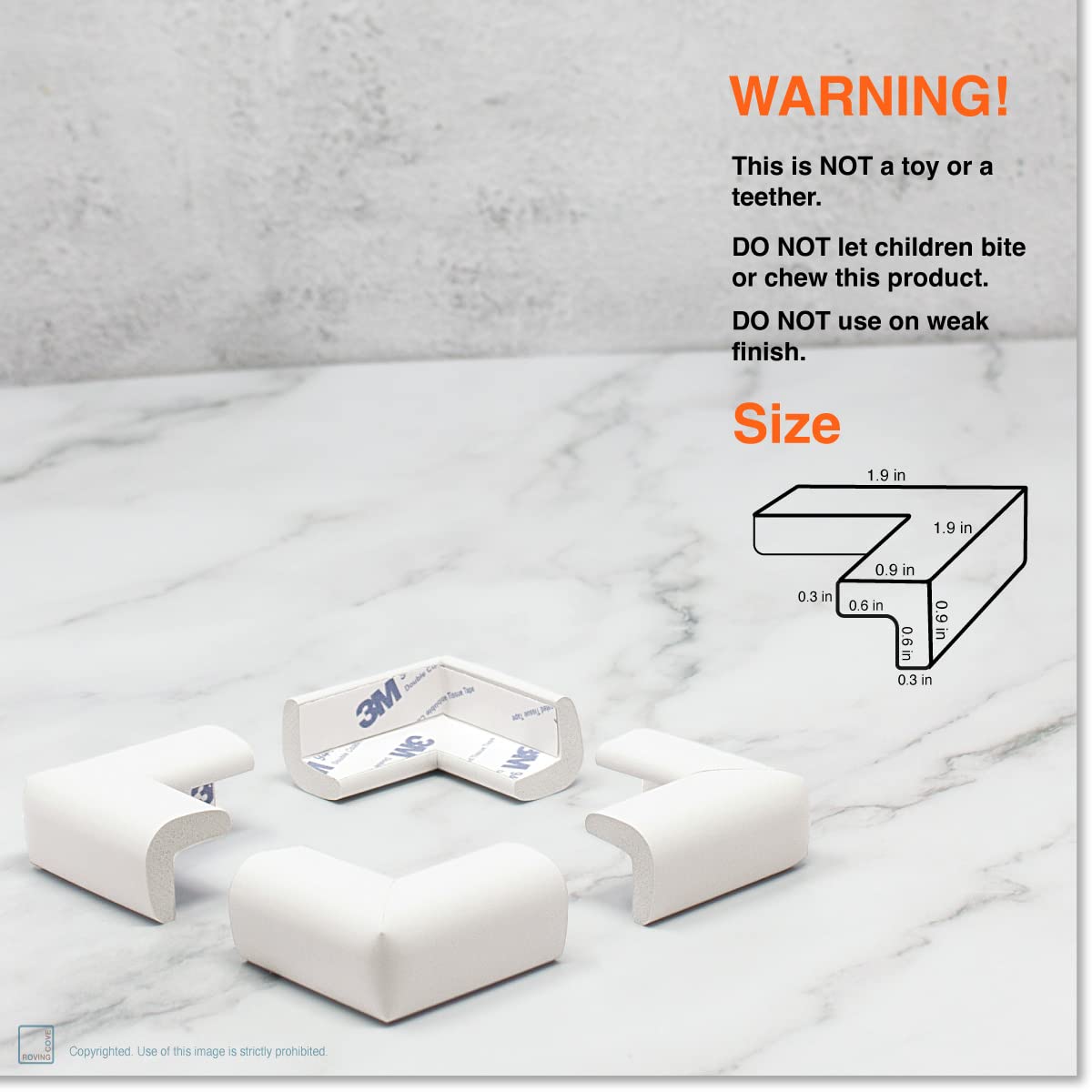Roving Cove Slimfit Corner Edge Protector for Baby Proofing (Small 15ft Edge 4 Corners), Furniture Safety Bumper Guard, Soft NBR Rubber Foam, 3M Adhesive, Oyster White (Off White)