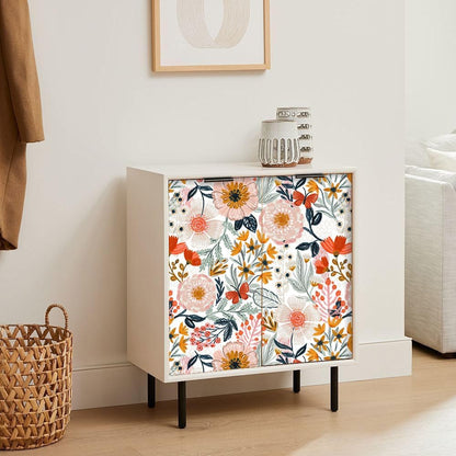 HAOKHOME Boho Peel and Stick Wallpaper Floral Wall Paper Removable for Bedroom Navy/Pink/Orange Contact Paper 17.7in x 9.8ft