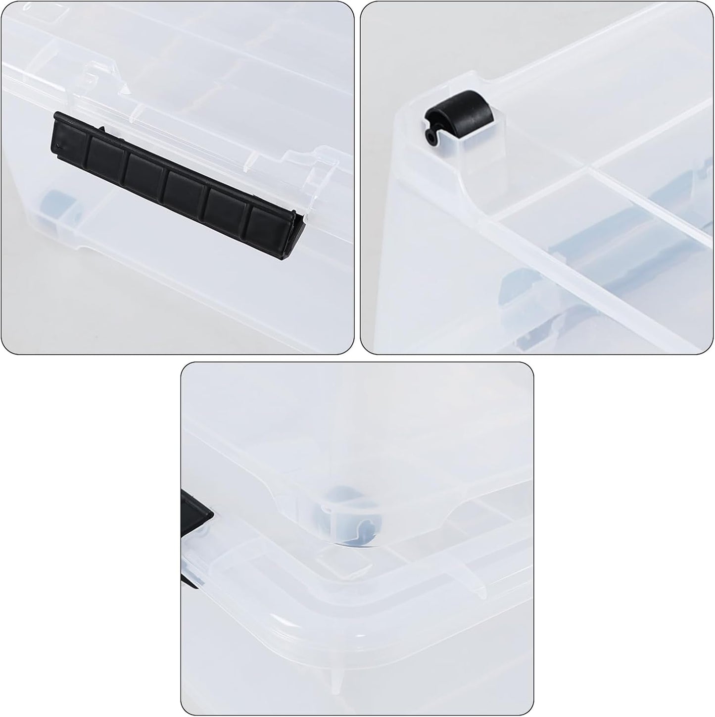 4 Pack 20 L Under Bed Plastic Latch Storage Totes with Wheels, Clear | Clear Under Bed Containers, Stackable Plastic Storage Bin with Lids for Garage, Closet, and Classroom