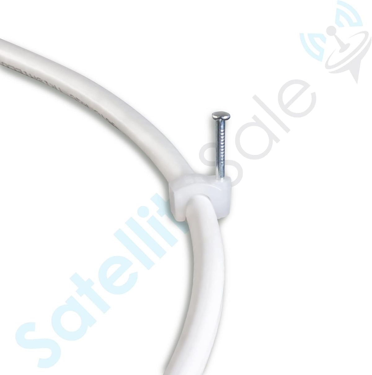 SatelliteSale Single Screw White Clips for Ethernet Internet Telephone Cable TV Wire Cable Management 100 Pcs