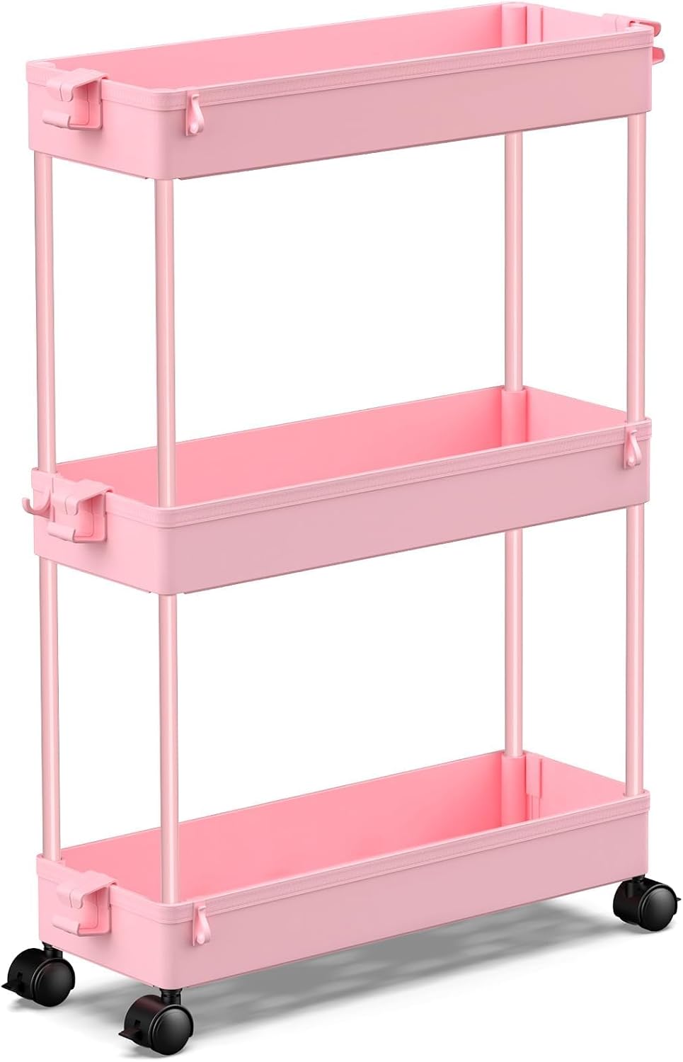 SPACEKEEPER Slim Rolling Storage Cart, 3 Tier Bathroom Storage Organizer Laundry Room Utility Cart Mobile Shelving Unit, Multi-Purpose for Kitchen Office Bathroom Laundry Narrow Places, Black
