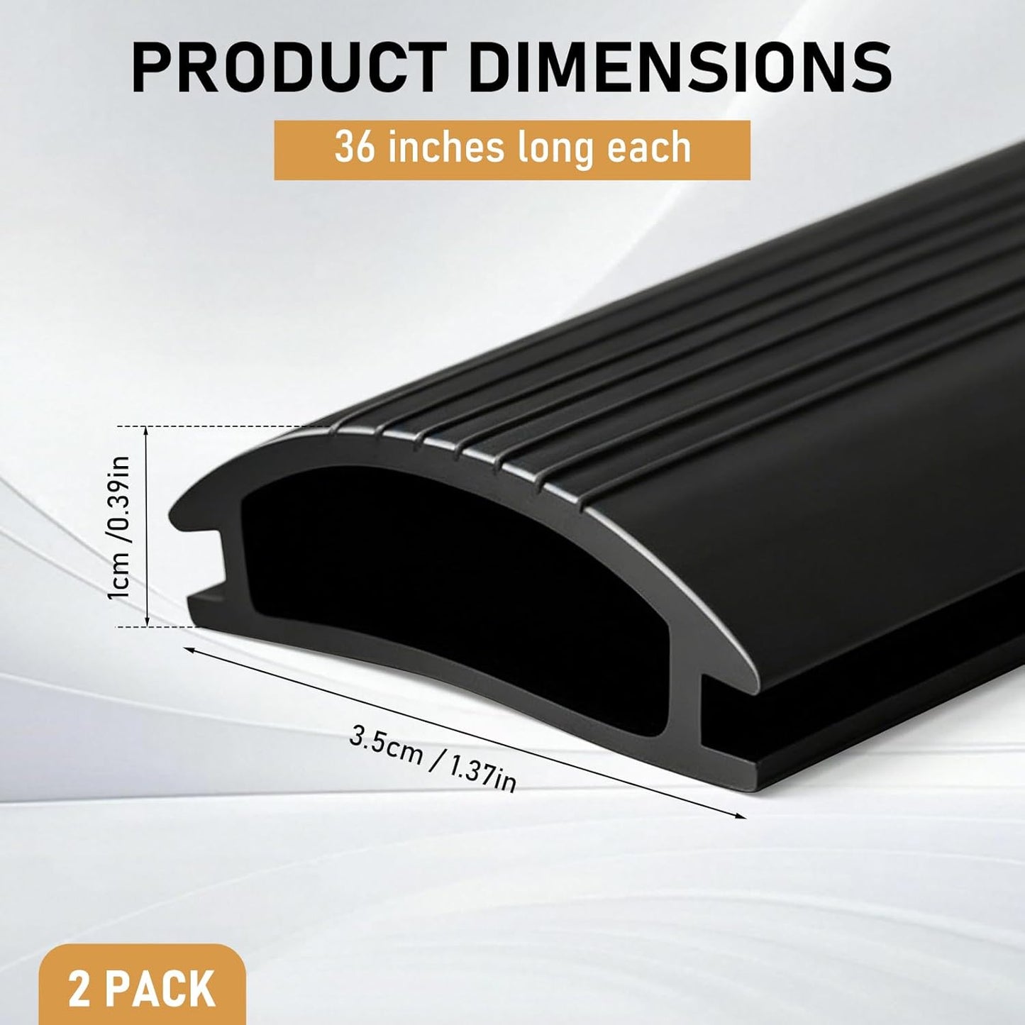 2 Pcs 36 Inch Vinyl Replacement Insert for Adjustable Height Aluminum Thresholds with Seals 1-5/16 x 3/8 Vinyl Replacement Insert for Front Under Door Weather Stripping Seal Exterior