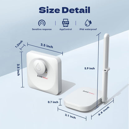 Baldr Smart Water Leak Detector Wireless Wi-Fi Water Sensor for Home with Real-time Email/APP Alerts, 100dB Local Alarm, Suitable for Kitchen, Basement, 3 Sensors