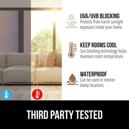 Gorilla Guard Window Privacy Film, Removable Two Way Sun Blocking, Reusable No Residue Stickers, Strong Static Clings to Glass Windows, Decorative Bathroom Door Coverings, 17.5 x 78.7 Inch, Frosted