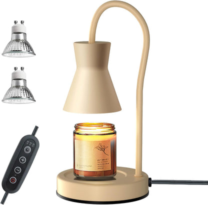 LALISU Candle Warmer Lamp with Timer and Dimmer, Vintage Electric Melter Candle with 2 Bulbs, Melter Scented Height Adjustable Compatible with Jar Candles, House Warming Gifts (Black)